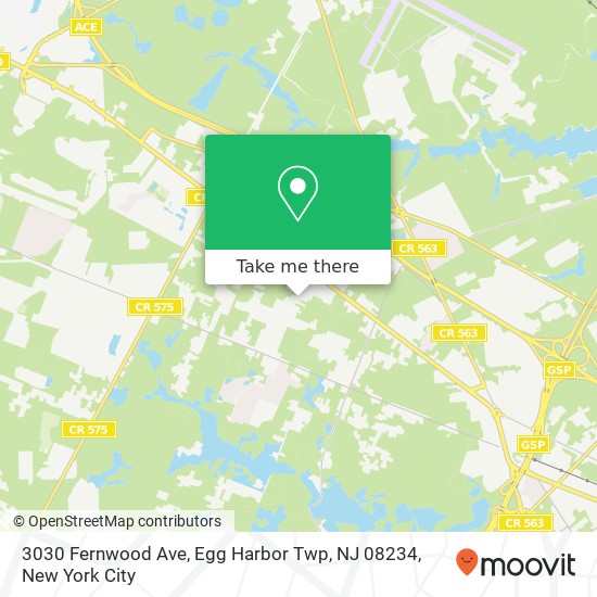 Mapa de 3030 Fernwood Ave, Egg Harbor Twp, NJ 08234