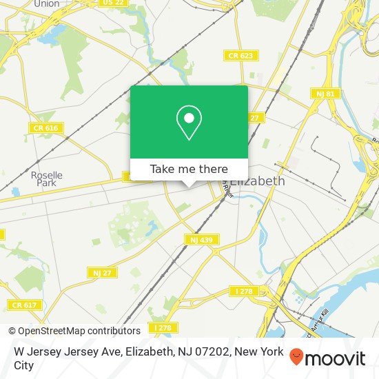 Mapa de W Jersey Jersey Ave, Elizabeth, NJ 07202