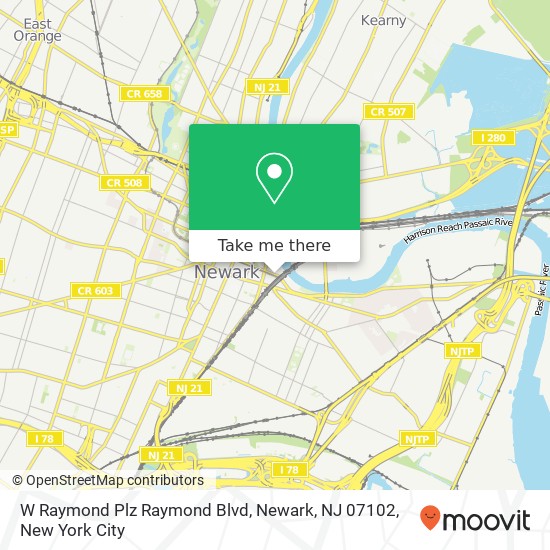 Mapa de W Raymond Plz Raymond Blvd, Newark, NJ 07102