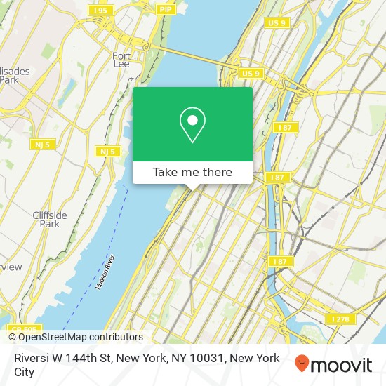 Mapa de Riversi W 144th St, New York, NY 10031