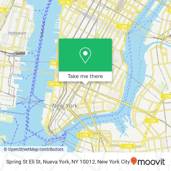 Mapa de Spring St Eli St, Nueva York, NY 10012