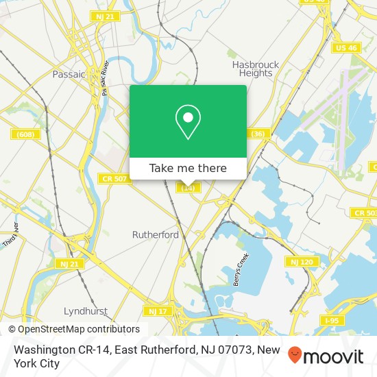 Mapa de Washington CR-14, East Rutherford, NJ 07073