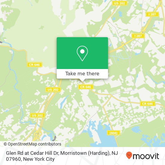 Glen Rd at Cedar Hill Dr, Morristown (Harding), NJ 07960 map