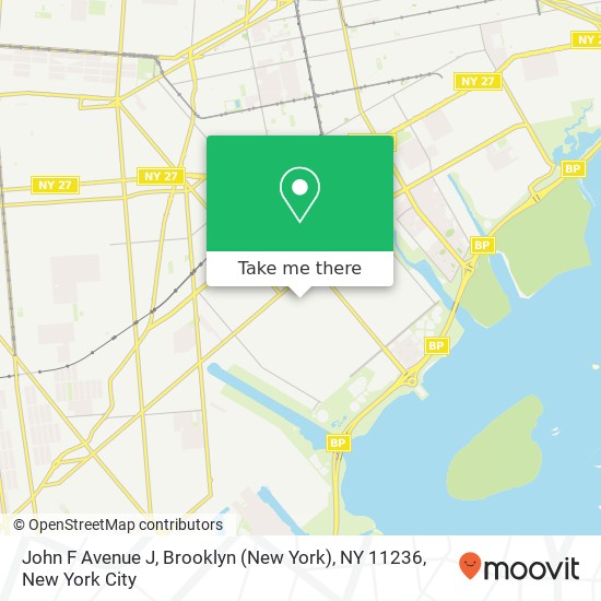 Mapa de John F Avenue J, Brooklyn (New York), NY 11236