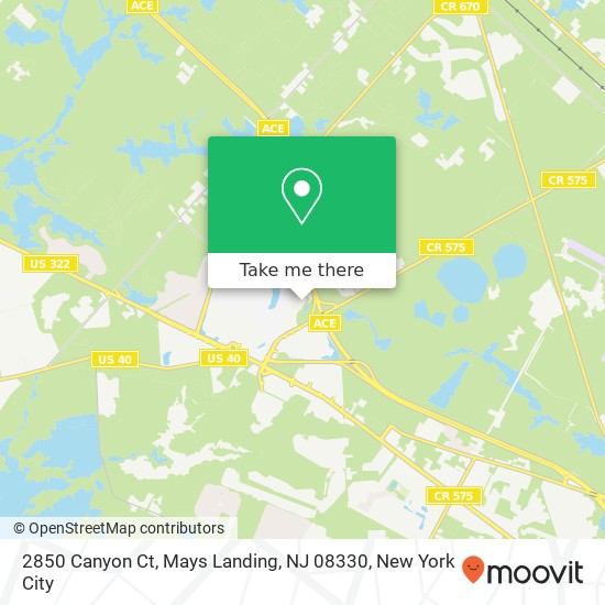 Mapa de 2850 Canyon Ct, Mays Landing, NJ 08330