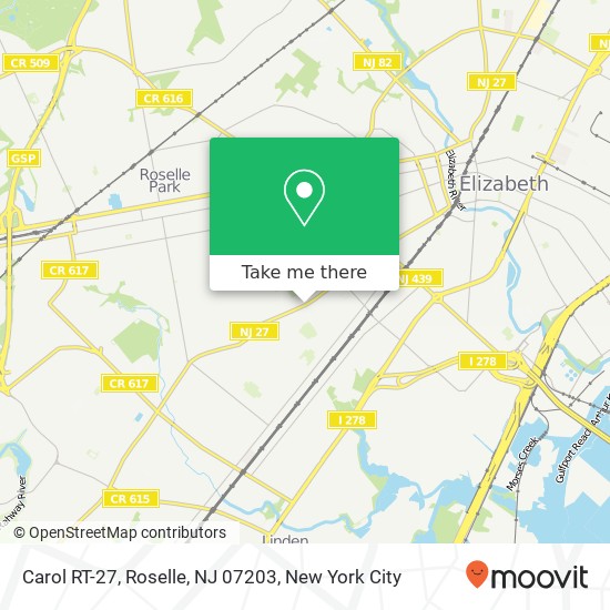 Mapa de Carol RT-27, Roselle, NJ 07203
