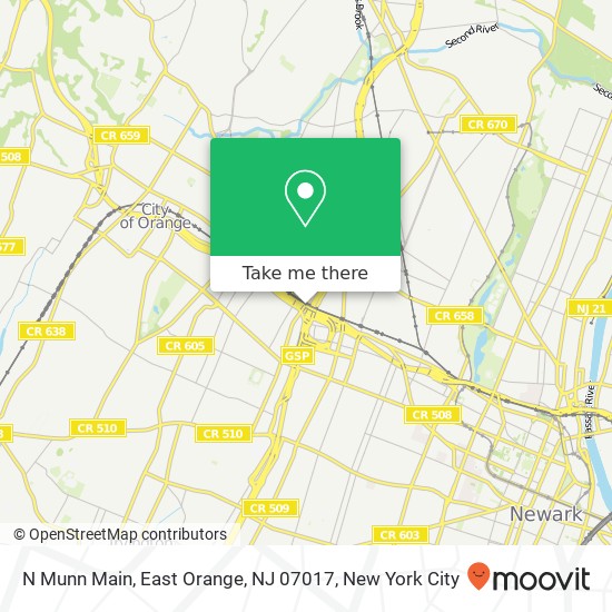 Mapa de N Munn Main, East Orange, NJ 07017