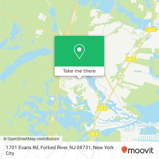 Mapa de 1701 Evans Rd, Forked River, NJ 08731