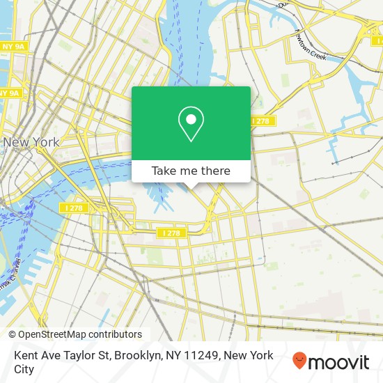 Mapa de Kent Ave Taylor St, Brooklyn, NY 11249