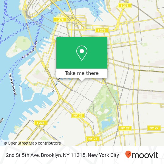 Mapa de 2nd St 5th Ave, Brooklyn, NY 11215