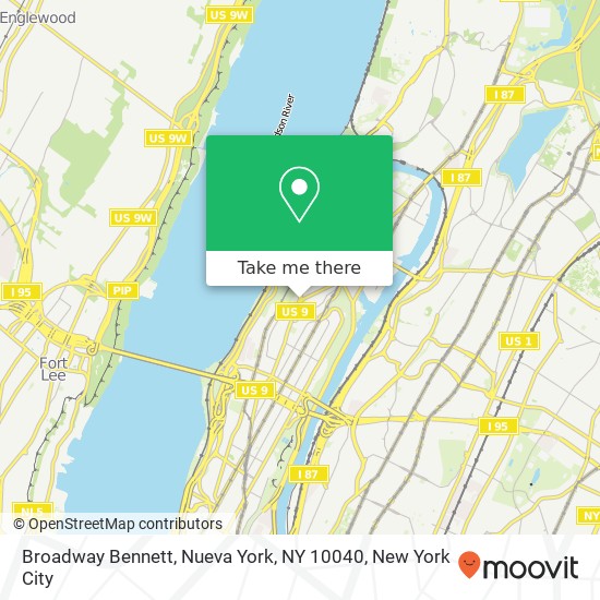 Mapa de Broadway Bennett, Nueva York, NY 10040