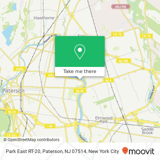 Mapa de Park East RT-20, Paterson, NJ 07514