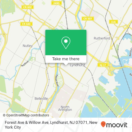 Mapa de Forest Ave & Willow Ave, Lyndhurst, NJ 07071