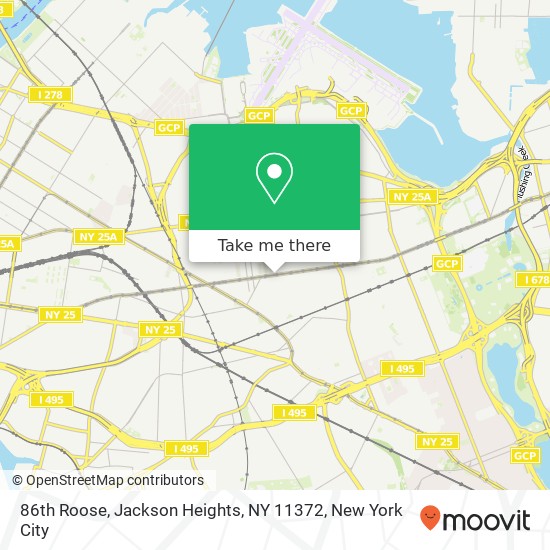 Mapa de 86th Roose, Jackson Heights, NY 11372