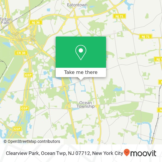 Mapa de Clearview Park, Ocean Twp, NJ 07712