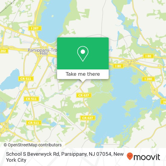 Mapa de School S Beverwyck Rd, Parsippany, NJ 07054