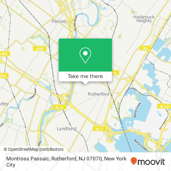 Mapa de Montross Passaic, Rutherford, NJ 07070