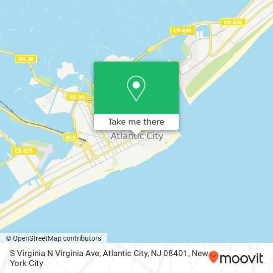 Mapa de S Virginia N Virginia Ave, Atlantic City, NJ 08401