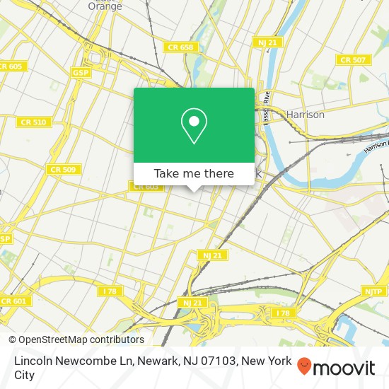 Mapa de Lincoln Newcombe Ln, Newark, NJ 07103