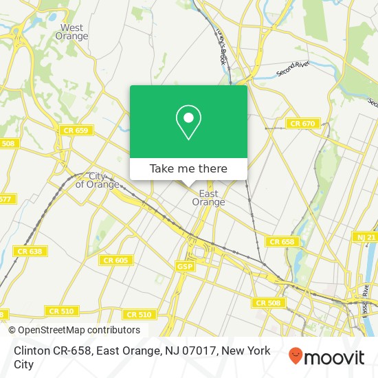 Mapa de Clinton CR-658, East Orange, NJ 07017