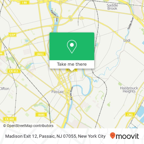 Madison Exit 12, Passaic, NJ 07055 map