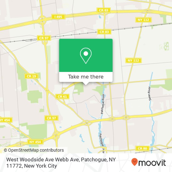 Mapa de West Woodside Ave Webb Ave, Patchogue, NY 11772