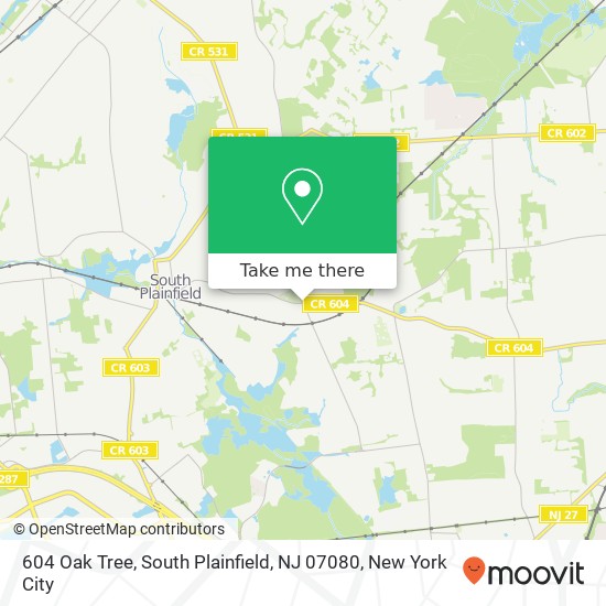 Mapa de 604 Oak Tree, South Plainfield, NJ 07080