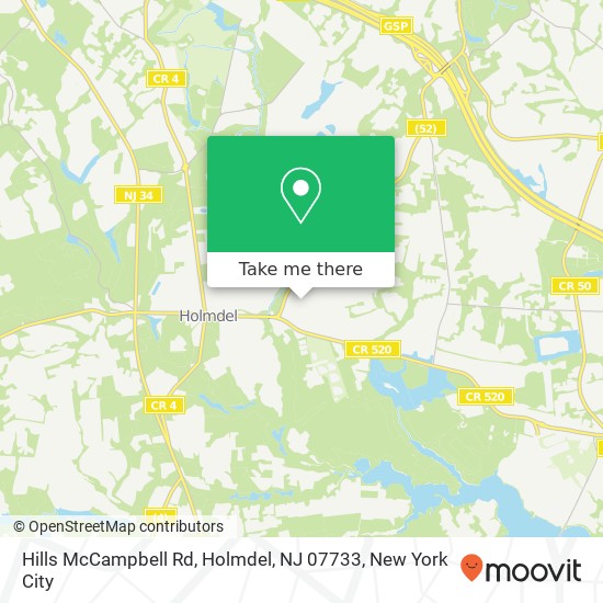 Mapa de Hills McCampbell Rd, Holmdel, NJ 07733