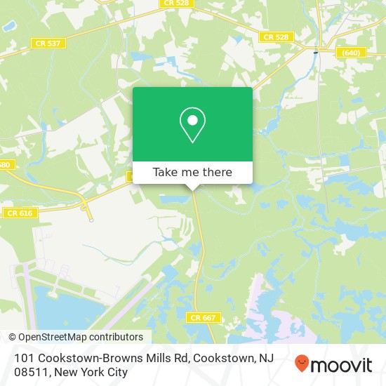 Mapa de 101 Cookstown-Browns Mills Rd, Cookstown, NJ 08511