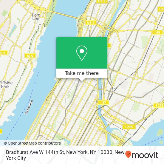 Mapa de Bradhurst Ave W 144th St, New York, NY 10030