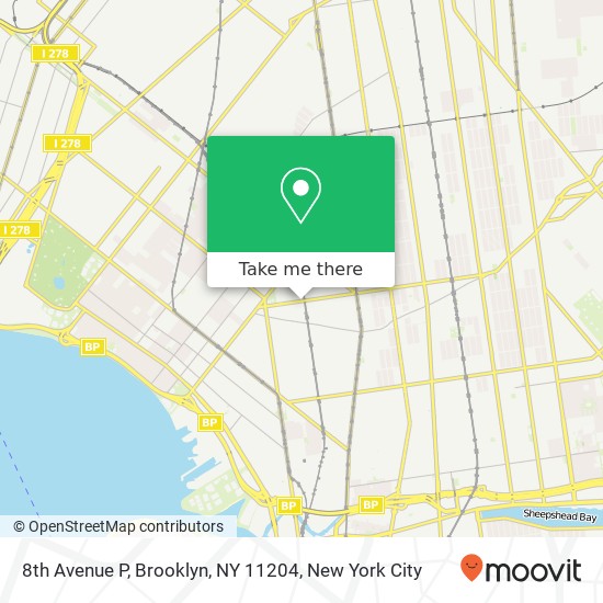 Mapa de 8th Avenue P, Brooklyn, NY 11204