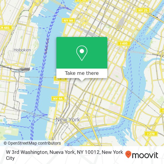 Mapa de W 3rd Washington, Nueva York, NY 10012