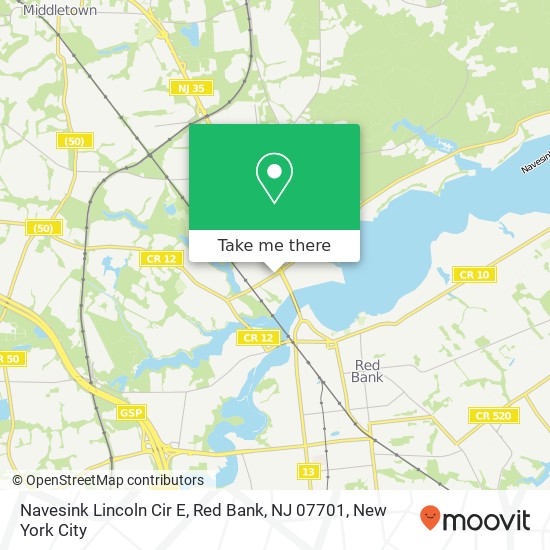 Mapa de Navesink Lincoln Cir E, Red Bank, NJ 07701