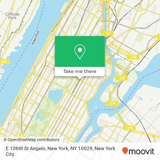 Mapa de E 106th St Angelo, New York, NY 10029