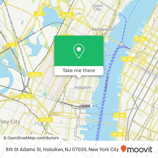 Mapa de 8th St Adams St, Hoboken, NJ 07030