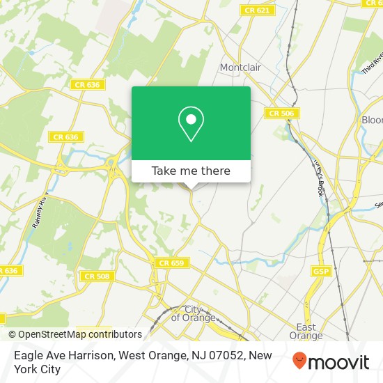 Mapa de Eagle Ave Harrison, West Orange, NJ 07052