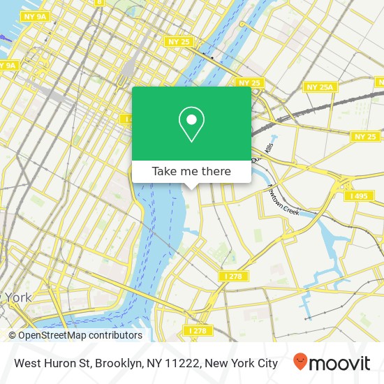 Mapa de West Huron St, Brooklyn, NY 11222