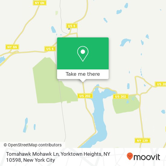 Mapa de Tomahawk Mohawk Ln, Yorktown Heights, NY 10598