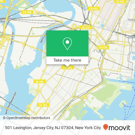 Mapa de 501 Lexington, Jersey City, NJ 07304