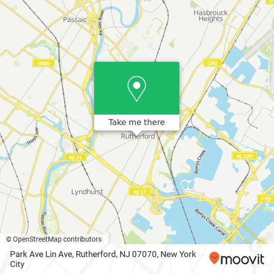 Mapa de Park Ave Lin Ave, Rutherford, NJ 07070