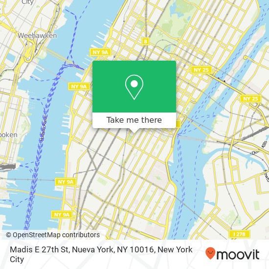Mapa de Madis E 27th St, Nueva York, NY 10016