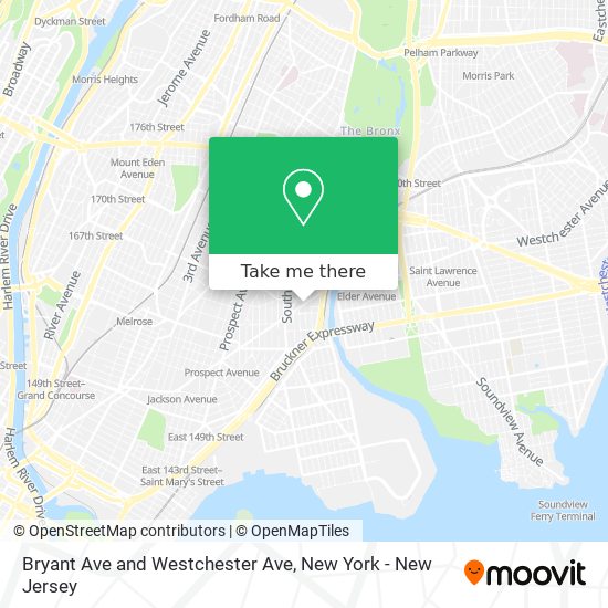 Bryant Ave and Westchester Ave map