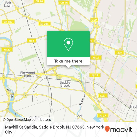 Mapa de Mayhill St Saddle, Saddle Brook, NJ 07663