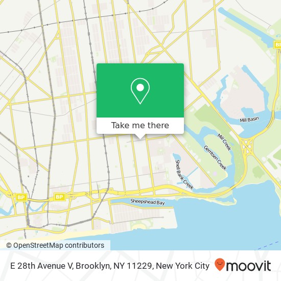 Mapa de E 28th Avenue V, Brooklyn, NY 11229