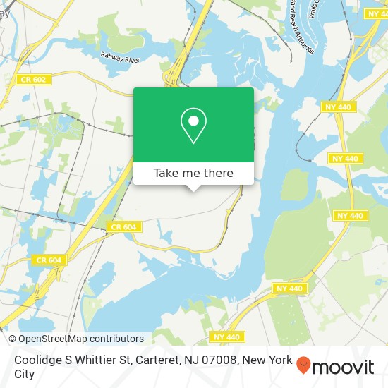 Mapa de Coolidge S Whittier St, Carteret, NJ 07008