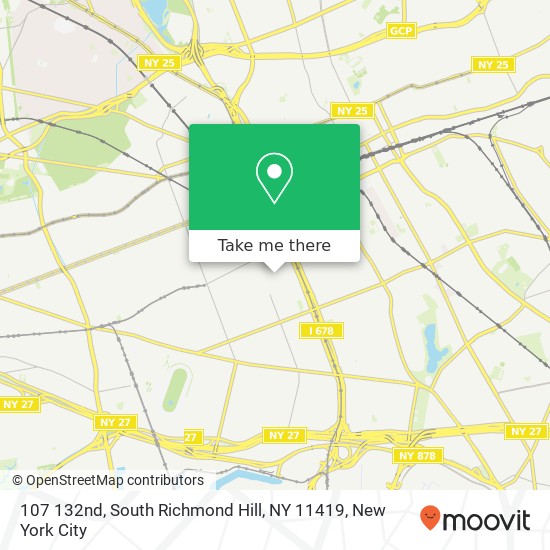 Mapa de 107 132nd, South Richmond Hill, NY 11419