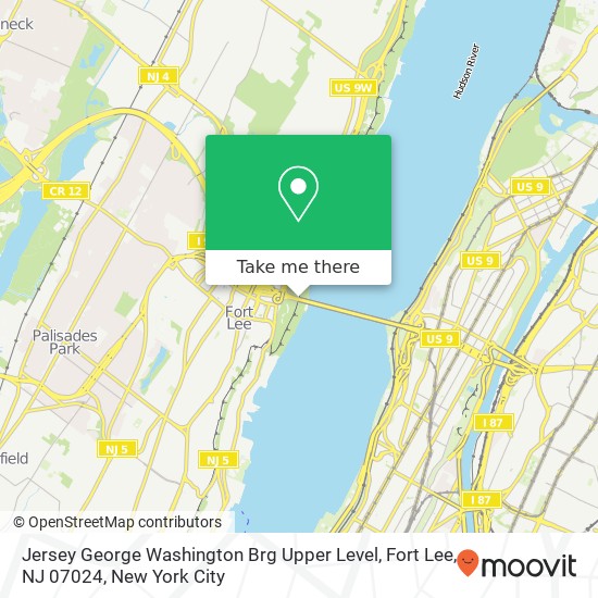 Mapa de Jersey George Washington Brg Upper Level, Fort Lee, NJ 07024