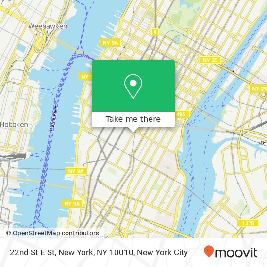 Mapa de 22nd St E St, New York, NY 10010