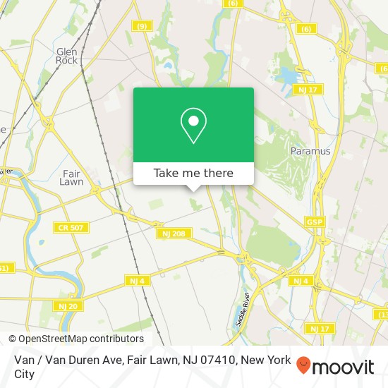 Van / Van Duren Ave, Fair Lawn, NJ 07410 map