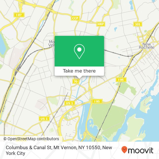 Mapa de Columbus & Canal St, Mt Vernon, NY 10550